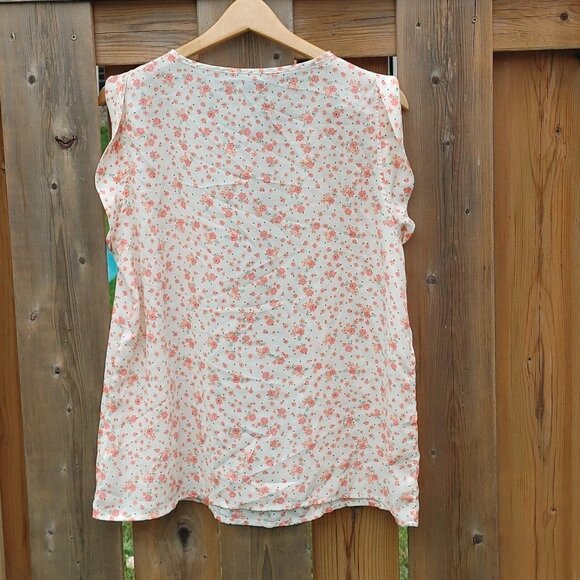 PRETTY Peach Floral Blouse Cap Sleeve GAP Size Large - Picture 5 of 5